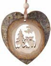 Heart  Bark Ornament with Satin Ribbon