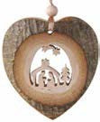 Heart  Bark Ornament with Satin Ribbon