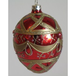 Red egg shaped glass Christmas ornament