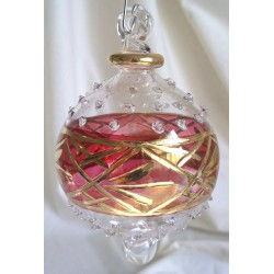 Red Egyptian glass Christmas tree ball with gold
