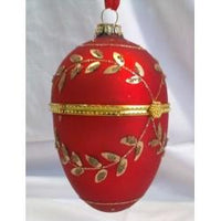 Egg Shaped Glass Hinged Box Christmas Ornament