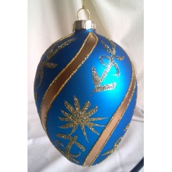Royal Blue Egg Shaped Glass Christmas Ornament